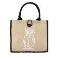 Custom Printed Reusable Tote Lady Jute Hessian Grocery Pack Shopping Bags Recycled Cotton Handle Tote Shopping Bag